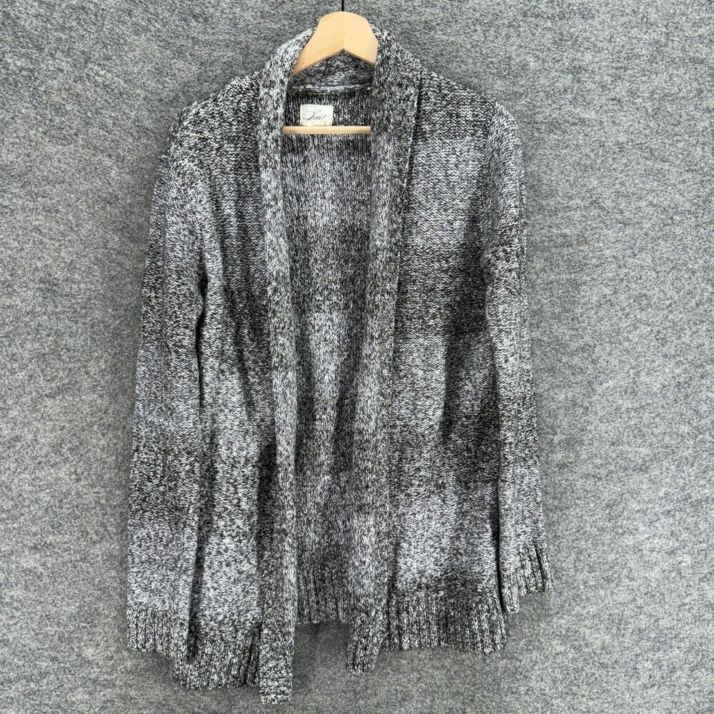 Levi's Cardigan Women M Medium Gray Striped Open Front Knit Long Sleeve Casual